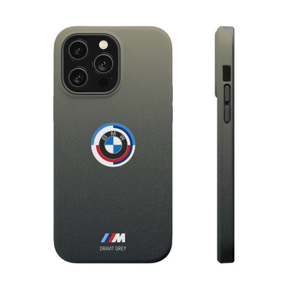 BMW G8X Dravit Grey With Gold Flecks iPhone MagSafe Tough Case - 50 Jahre Logo and M Piping