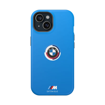 BMW G8X Daytona Blue iPhone MagSafe Tough Case - 50 Jahre Logo and M Piping