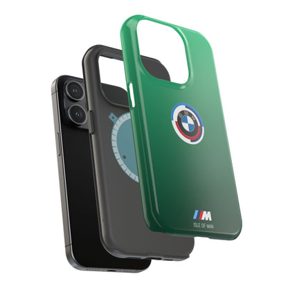 BMW G8X Isle of Man Green iPhone MagSafe Tough Case - 50 Jahre Logo and M Piping