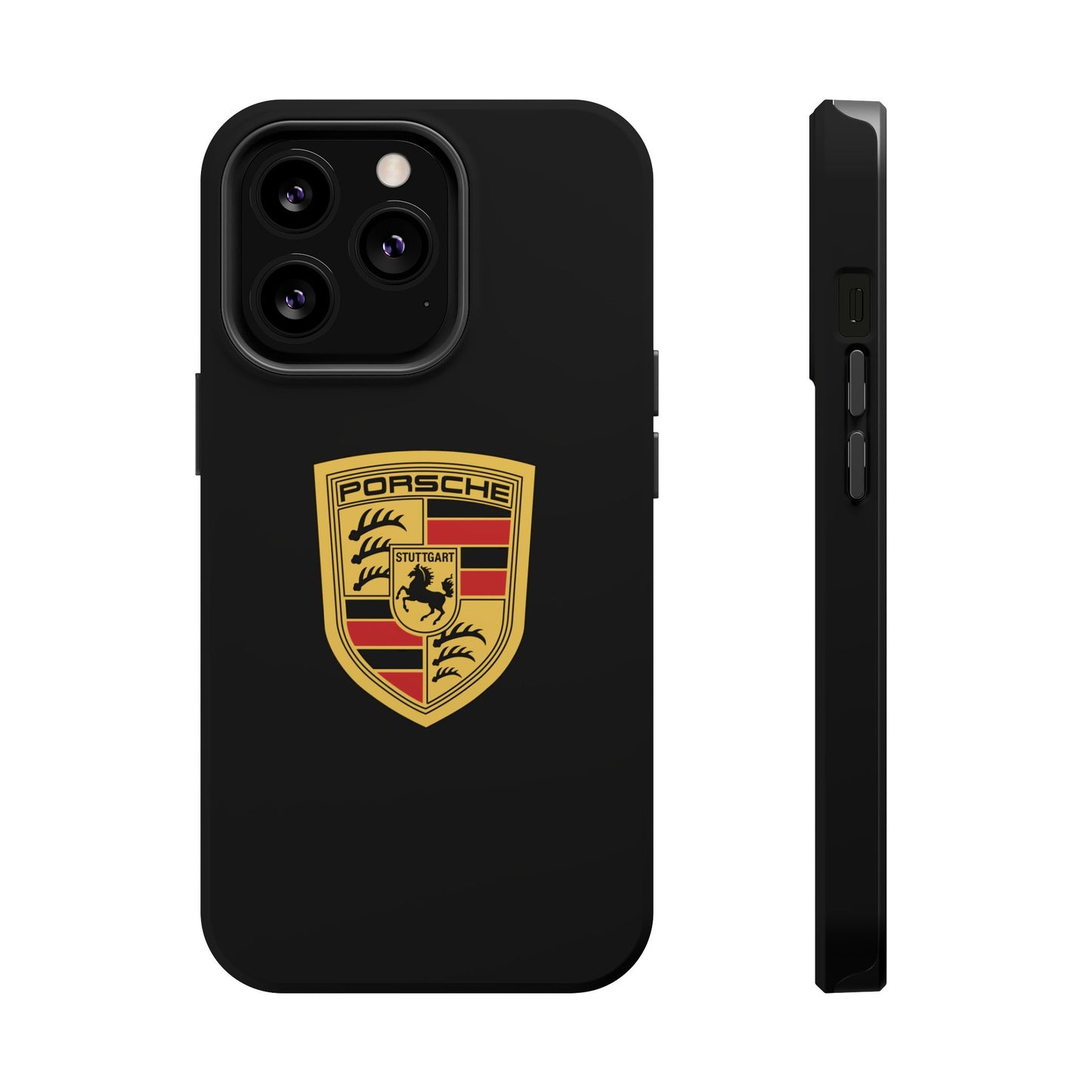 Porsche Crest iPhone MagSafe Elegance Case - iPhone 13 through 16 Pro Max - Black Gloss or Matte