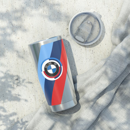 Vaso BMW Serie M de 20 oz - Acabado en acero plateado - Logotipo y ribetes M - Edición de coleccionista - Taza de viaje de acero inoxidable - Entusiasta de los autos de lujo