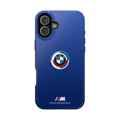 BMW G8X Frozen Portimao Blue iPhone MagSafe Tough Case - 50 Jahre Logo and M Piping