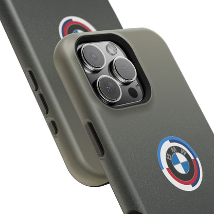 BMW G8X Dravit Grey With Gold Flecks iPhone MagSafe Tough Case - 50 Jahre Logo and M Piping