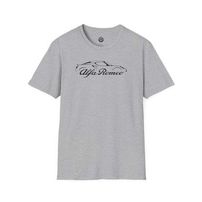 Alfa Romeo 4C Silhouette T-Shirt - Unisex Softstyle by Gildan - 100% Cotton Comfort - Casual & Stylish - Perfect for 4C Owners