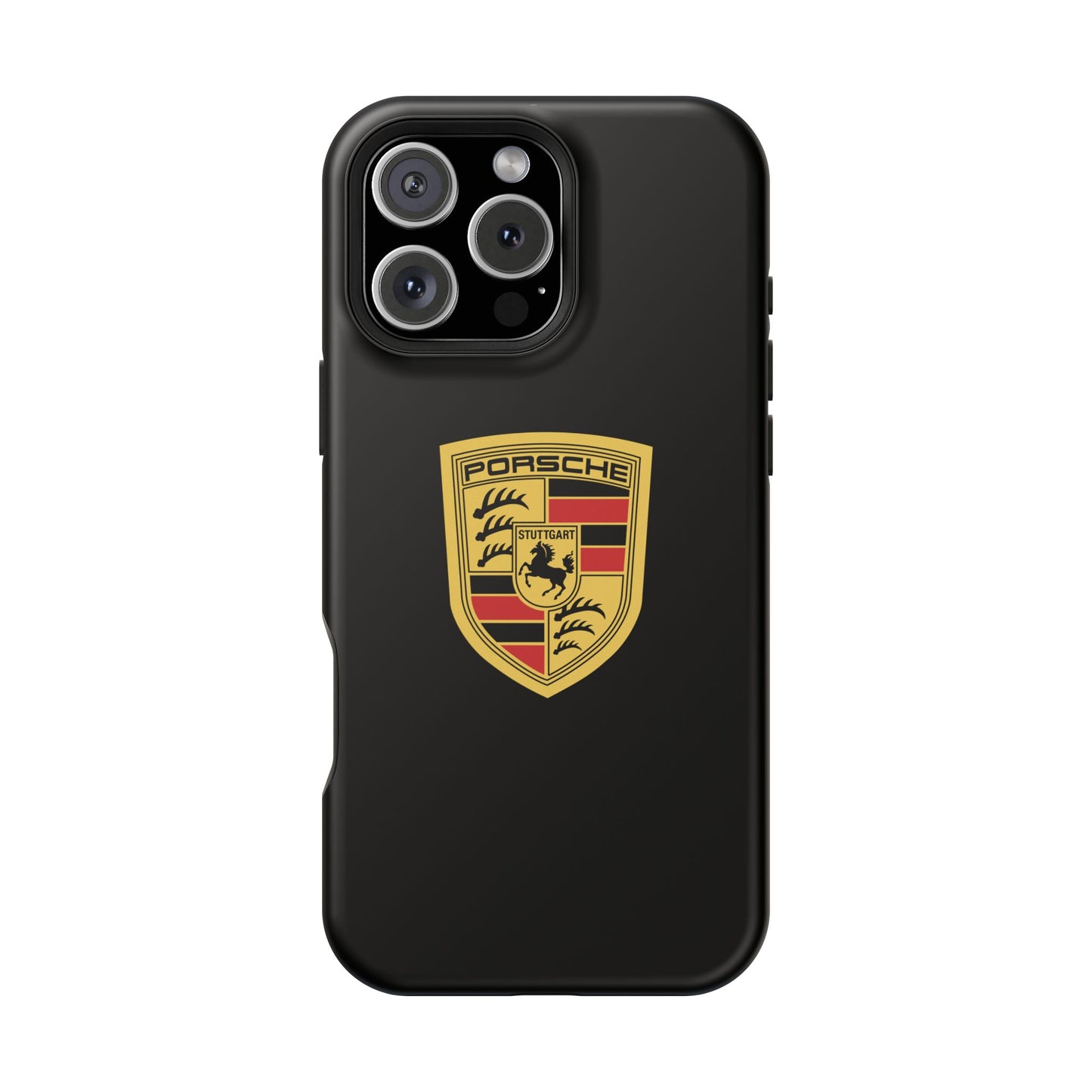 Porsche Crest iPhone MagSafe Elegance Case - iPhone 13 through 16 Pro Max - Black Gloss or Matte