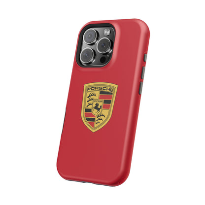 iPhone MagSafe Tough Case - Porsche Crest - Dark Red Gloss/Matte - iPhone 14-16 Pro Max