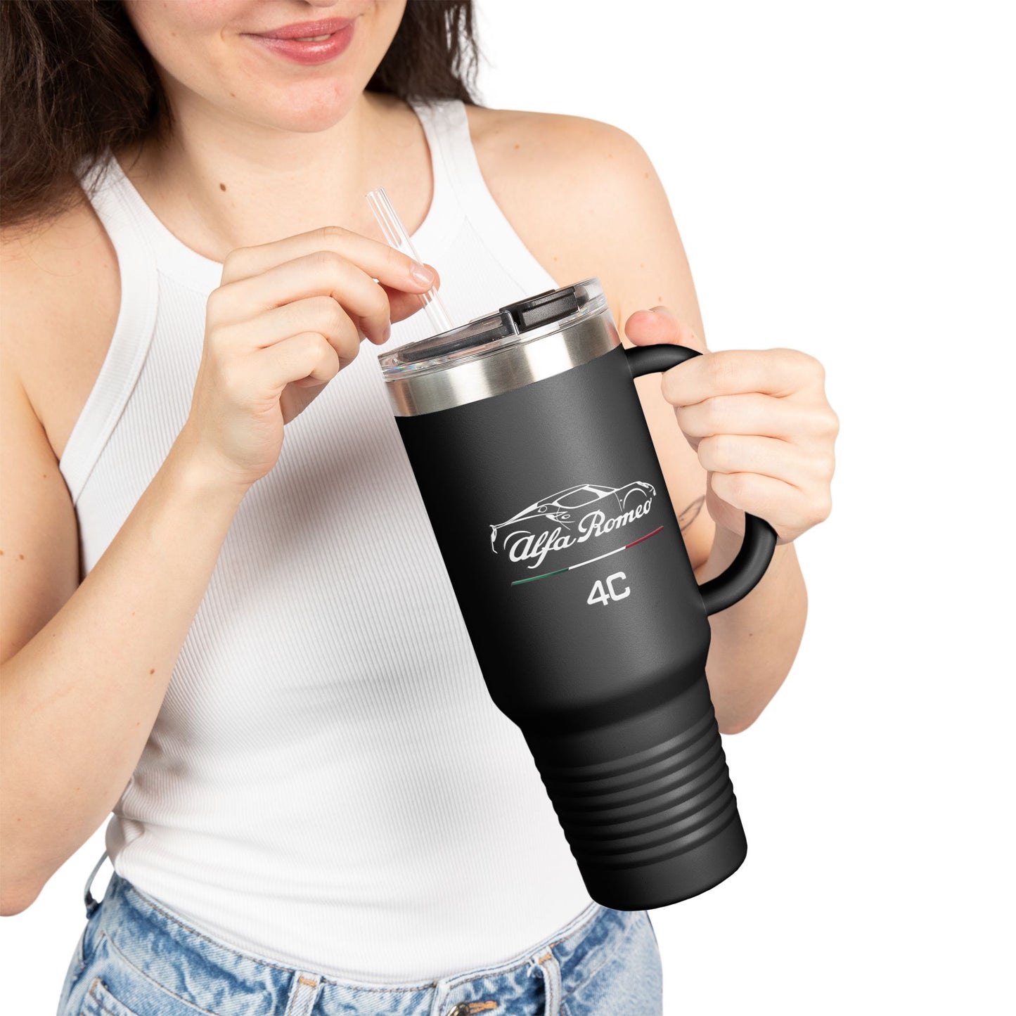 Alfa Romeo 4C Coupe 40oz Insulated Travel Mug with Dual-Script Design