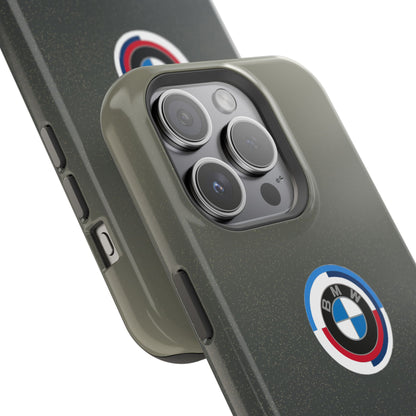 BMW G8X Dravit Grey With Gold Flecks iPhone MagSafe Tough Case - 50 Jahre Logo and M Piping