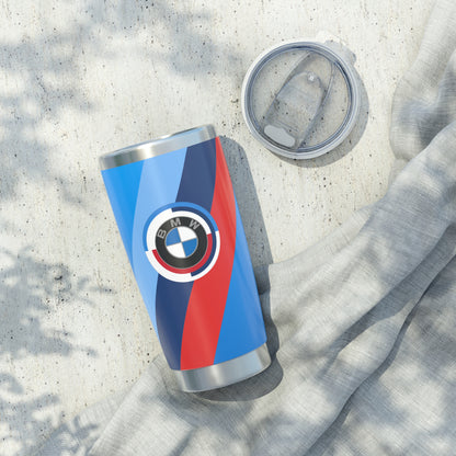 Vaso BMW de 20 oz en azul Daytona - 50 Jahre - M Piping &amp; Logo - Edición limitada - Acero inoxidable - Entusiasta del automóvil - Fanáticos del G80
