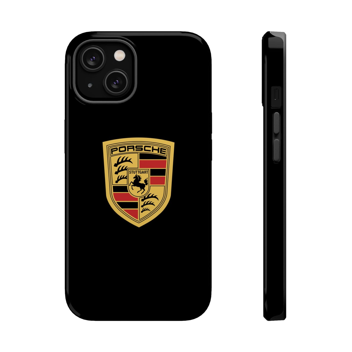 Porsche Crest iPhone MagSafe Elegance Case - iPhone 13 through 16 Pro Max - Black Gloss or Matte