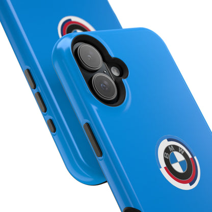 BMW G8X Daytona Blue iPhone MagSafe Tough Case - 50 Jahre Logo and M Piping