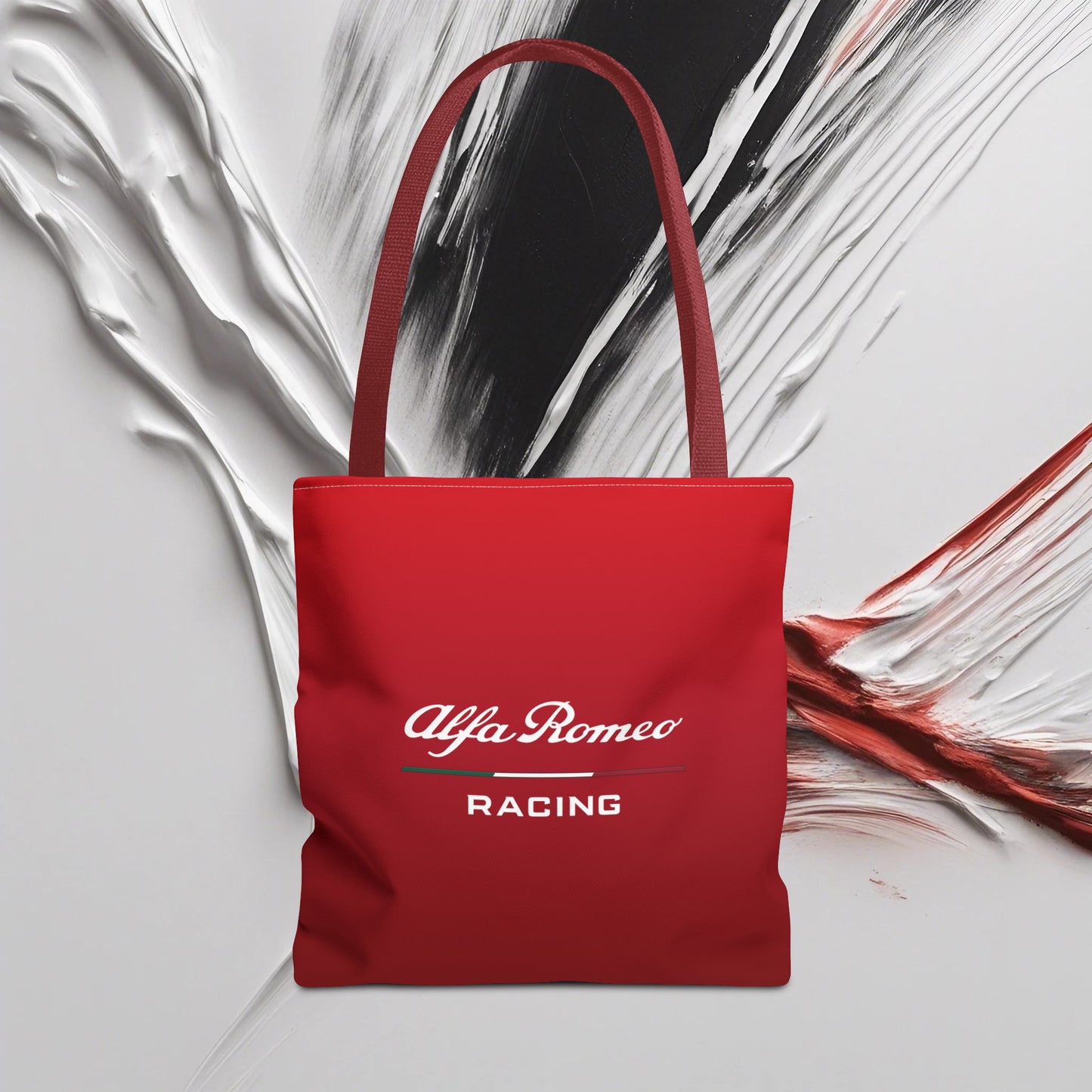 Alfa Romeo Racing Tote Bag - Rosso Etna, Durable Polyester, Multiple Sizes