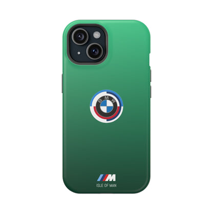 BMW G8X Isle of Man Green iPhone MagSafe Tough Case - 50 Jahre Logo and M Piping