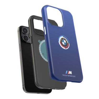 BMW G8X Frozen Portimao Blue iPhone MagSafe Tough Case - 50 Jahre Logo and M Piping