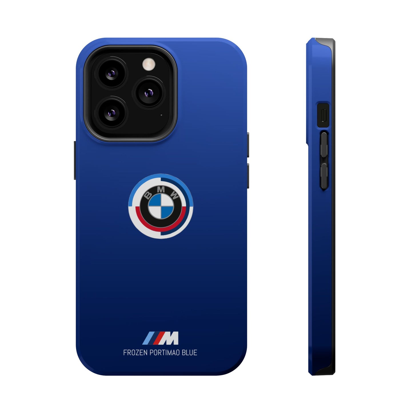 BMW G8X Frozen Portimao Blue iPhone MagSafe Tough Case - 50 Jahre Logo and M Piping