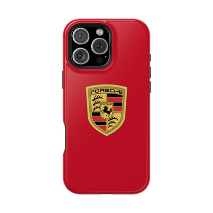 iPhone MagSafe Tough Case - Porsche Crest - Dark Red Gloss/Matte - iPhone 14-16 Pro Max