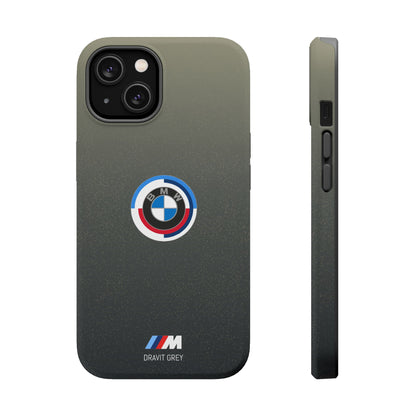 BMW G8X Dravit Grey With Gold Flecks iPhone MagSafe Tough Case - 50 Jahre Logo and M Piping