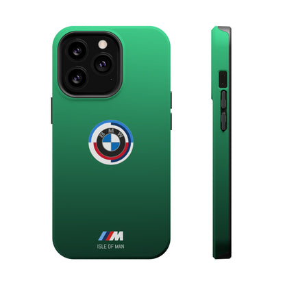 BMW G8X Isle of Man Green iPhone MagSafe Tough Case - 50 Jahre Logo and M Piping