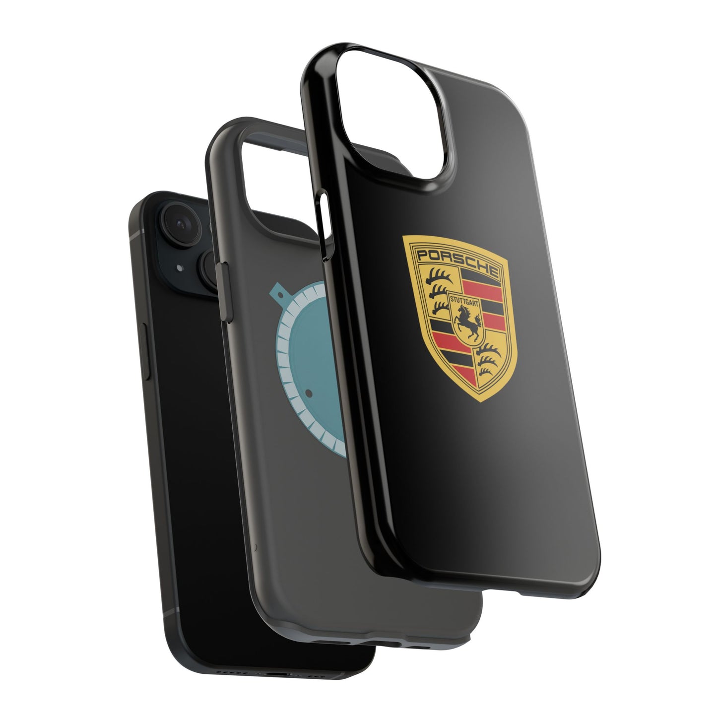 Porsche Crest iPhone MagSafe Elegance Case - iPhone 13 through 16 Pro Max - Black Gloss or Matte