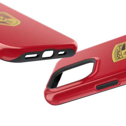 iPhone MagSafe Tough Case - Porsche Crest - Dark Red Gloss/Matte - iPhone 14-16 Pro Max