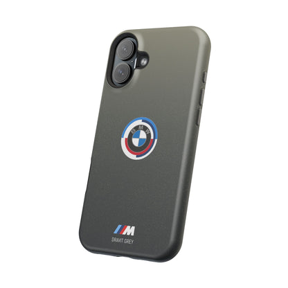 BMW G8X Dravit Grey With Gold Flecks iPhone MagSafe Tough Case - 50 Jahre Logo and M Piping