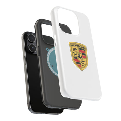 iPhone MagSafe Tough Case - Porsche Crest - White Gloss/Matte - iPhone 14-16 Pro Max