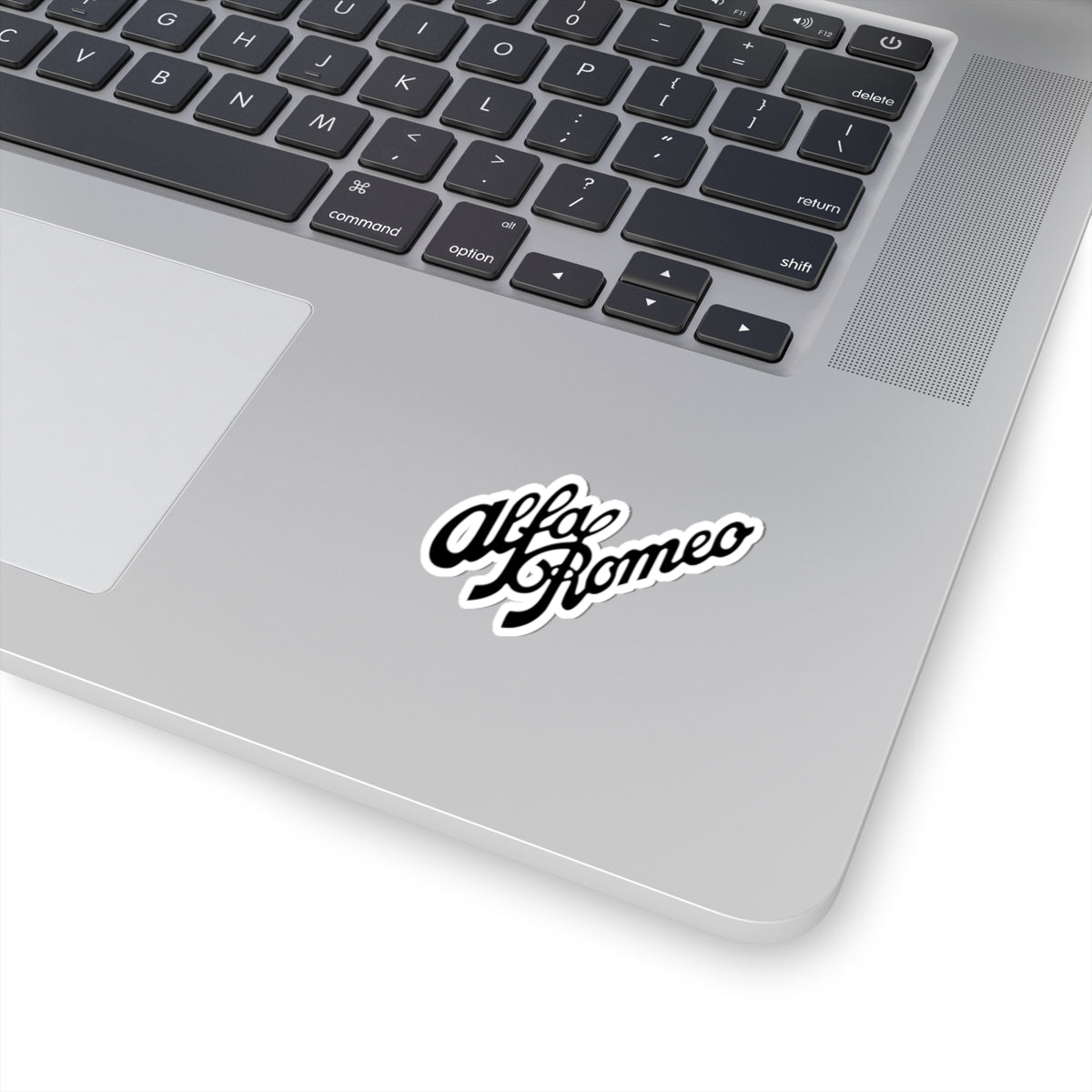 1930s Alfa Romeo Logo Script Kiss-Cut Stickers in Black - Transparent or White Background - 4 Sizes - AI Print Spot