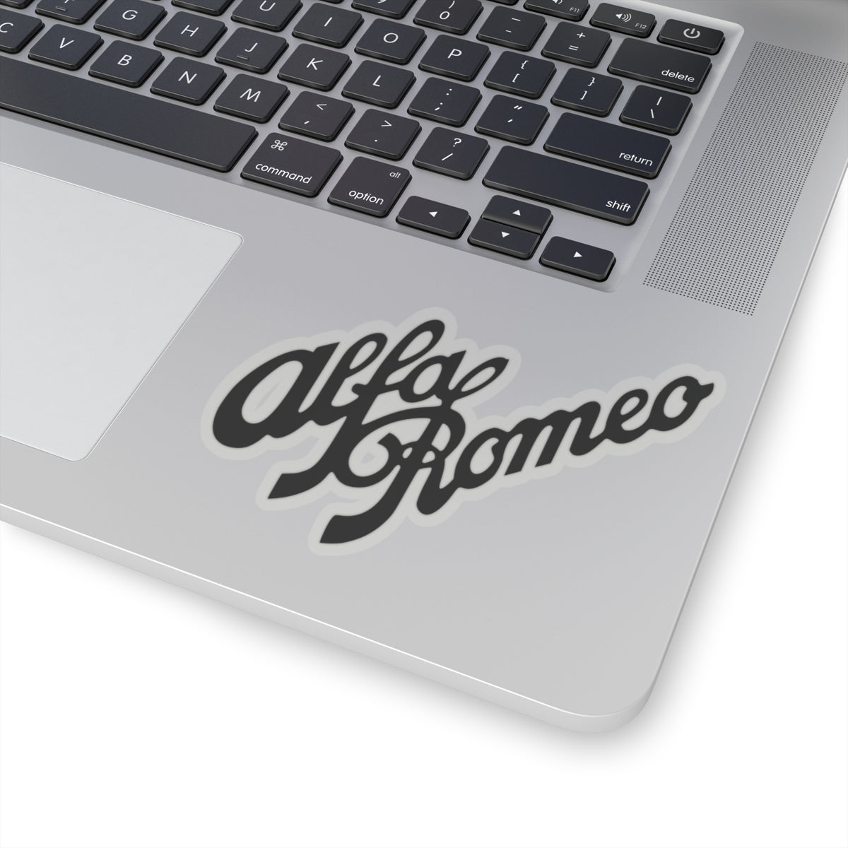 1930s Alfa Romeo Logo Script Kiss-Cut Stickers in Black - Transparent or White Background - 4 Sizes - AI Print Spot