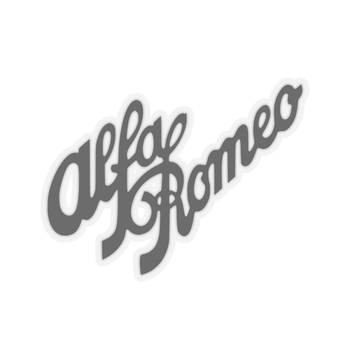 1930s Alfa Romeo Logo Script Kiss-Cut Stickers in Black - Transparent or White Background - 4 Sizes - AI Print Spot