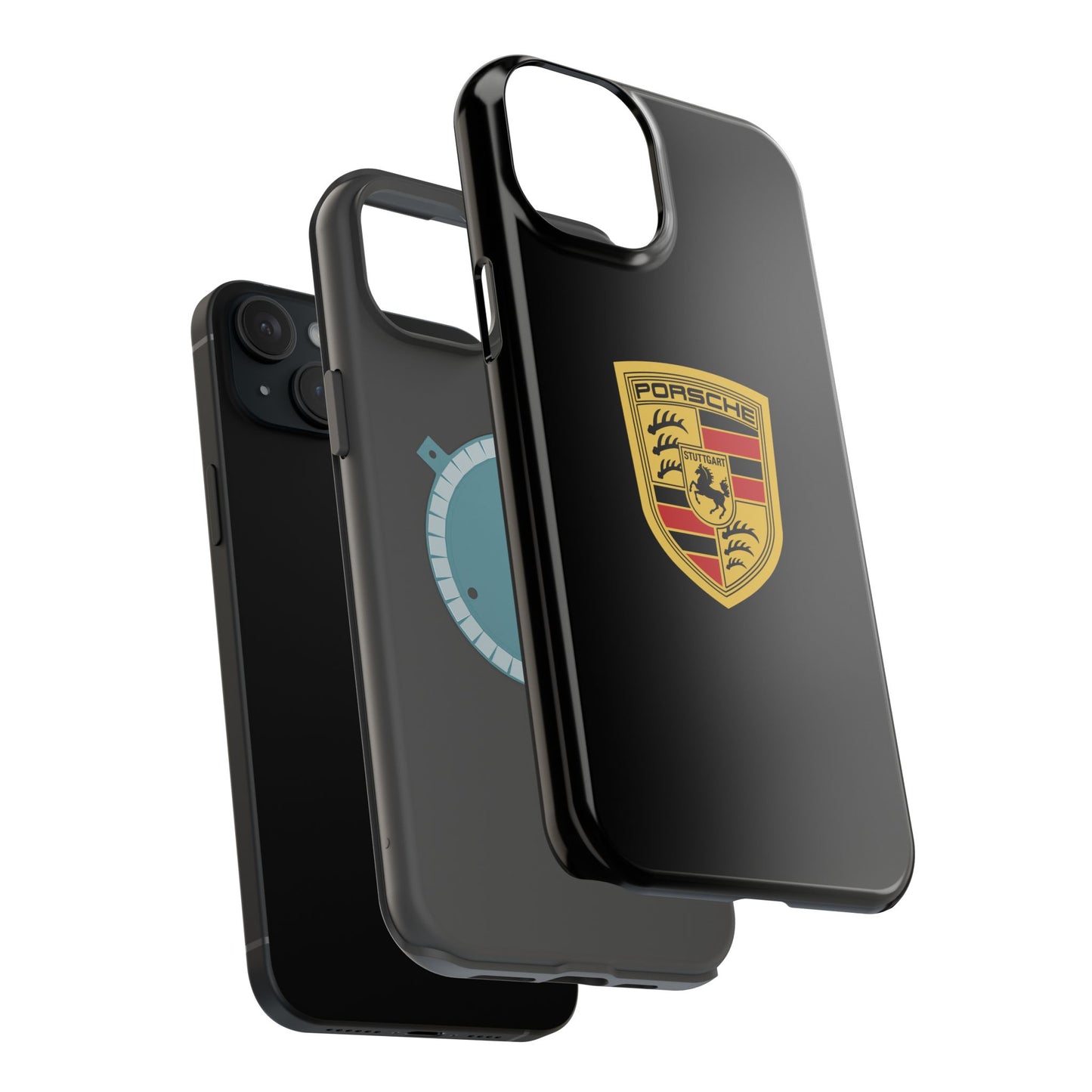 Porsche Crest iPhone MagSafe Elegance Case - iPhone 13 through 16 Pro Max - Black Gloss or Matte