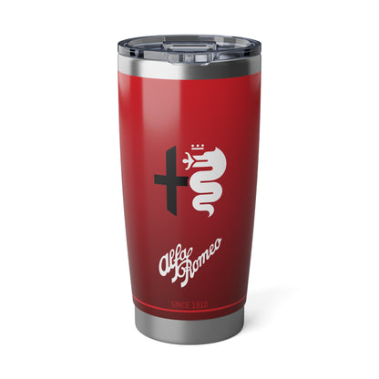 20oz Insulated Alfa Romeo Tumbler - Rosso Etna with Giulia and Biscione Snake & Cross Design -- Classic Alfa Romeo Script on Mug - AI Print Spot