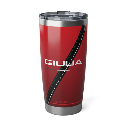 20oz Insulated Alfa Romeo Tumbler - Rosso Etna with Giulia and Biscione Snake & Cross Design -- Classic Alfa Romeo Script on Mug - AI Print Spot