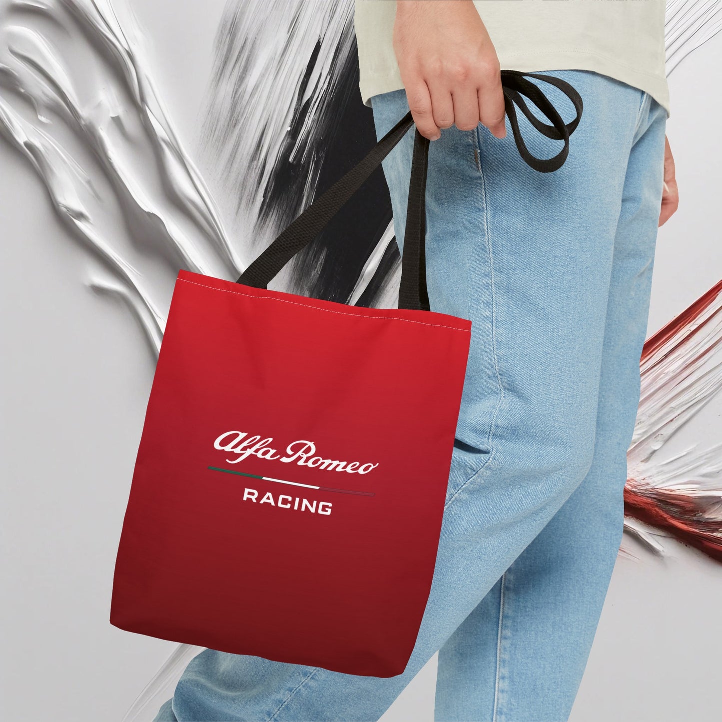 Alfa Romeo Racing Tote Bag - Rosso Etna, Durable Polyester, Multiple Sizes