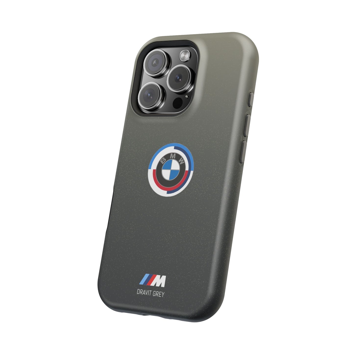 BMW G8X Dravit Grey With Gold Flecks iPhone MagSafe Tough Case - 50 Jahre Logo and M Piping