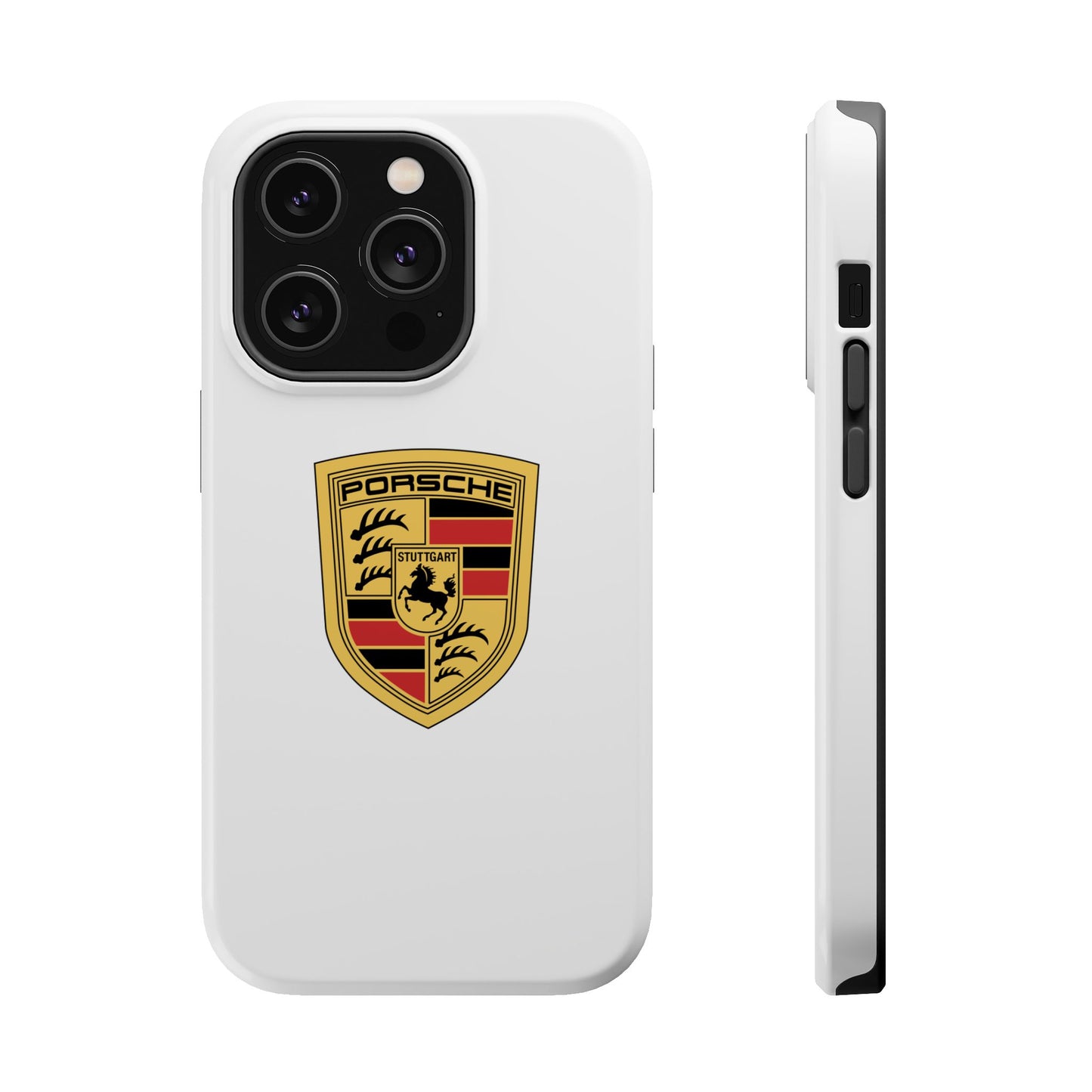 iPhone MagSafe Tough Case - Porsche Crest - White Gloss/Matte - iPhone 14-16 Pro Max