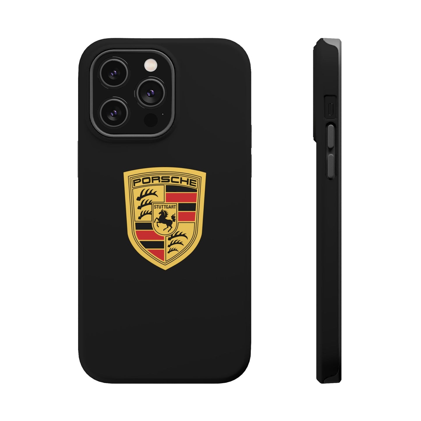 Porsche Crest iPhone MagSafe Elegance Case - iPhone 13 through 16 Pro Max - Black Gloss or Matte