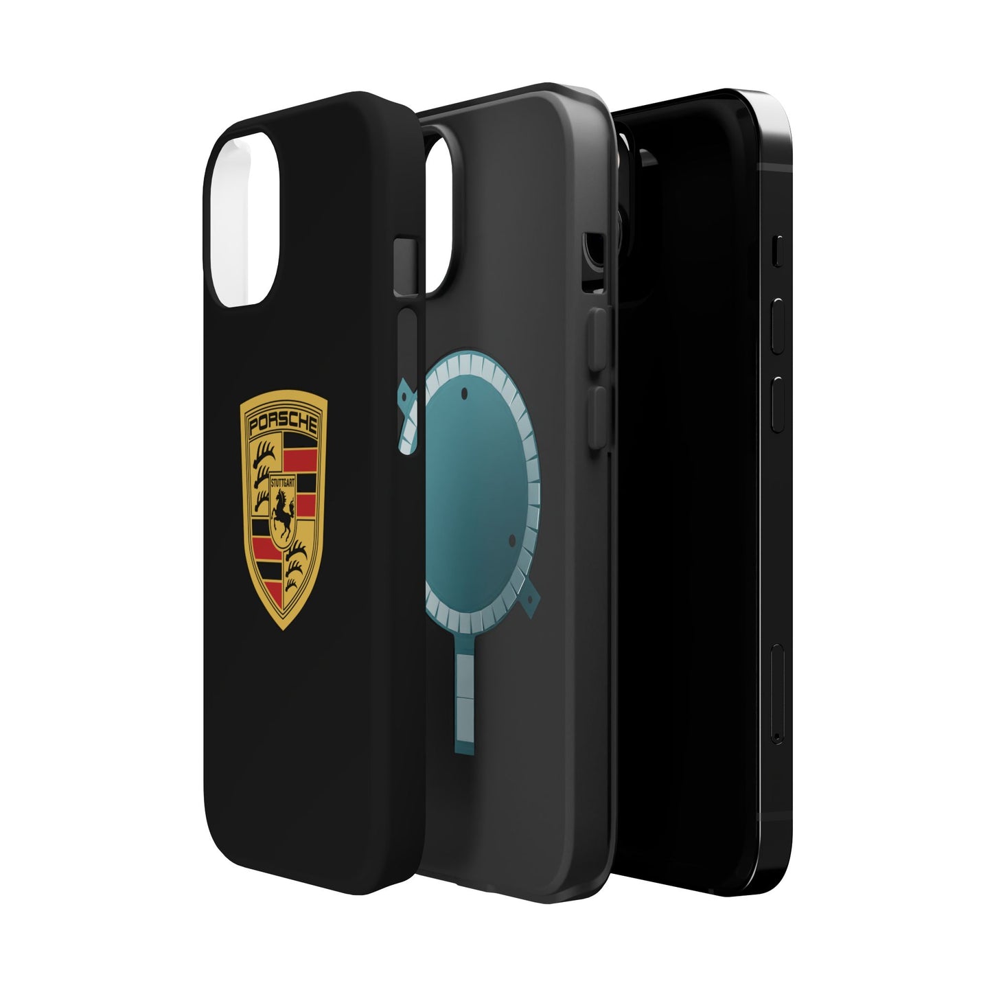 Porsche Crest iPhone MagSafe Elegance Case - iPhone 13 through 16 Pro Max - Black Gloss or Matte