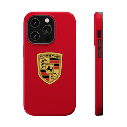 iPhone MagSafe Tough Case - Porsche Crest - Dark Red Gloss/Matte - iPhone 14-16 Pro Max