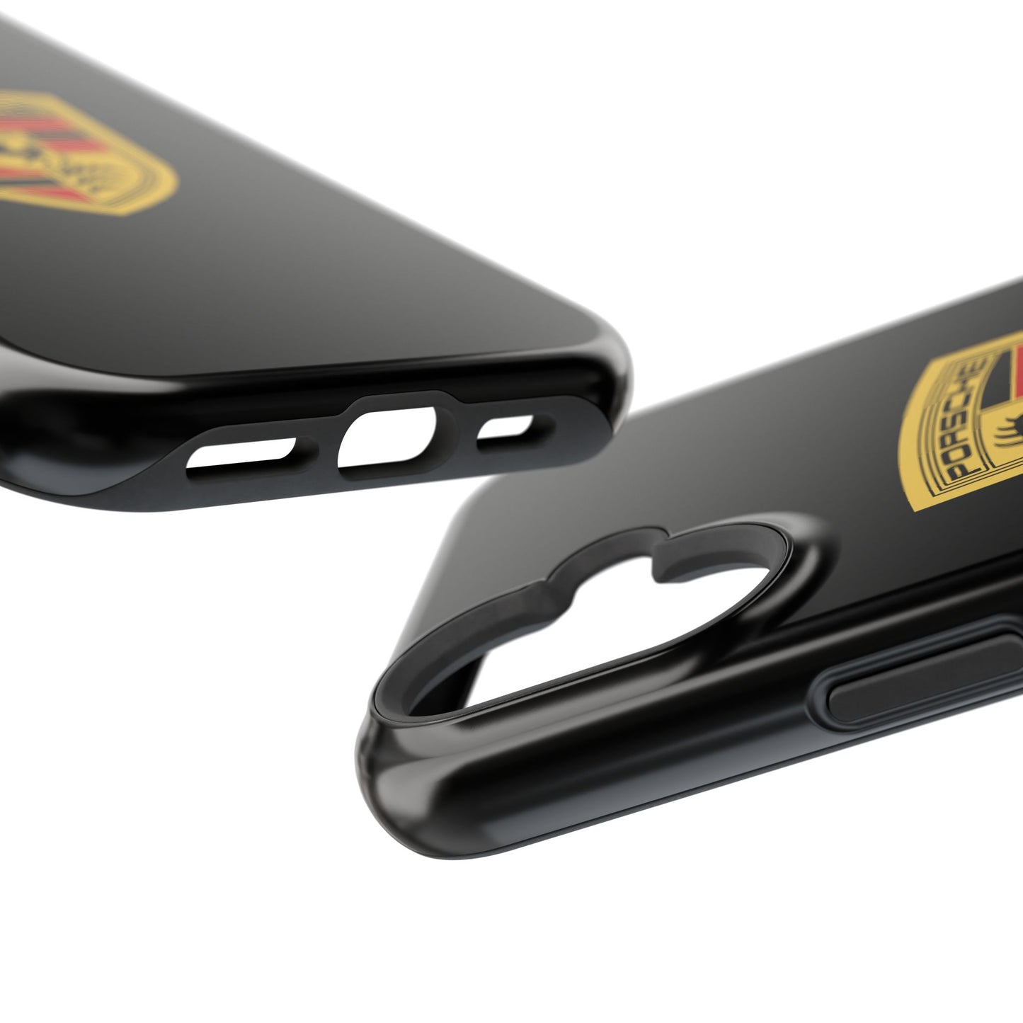 Porsche Crest iPhone MagSafe Elegance Case - iPhone 13 through 16 Pro Max - Black Gloss or Matte