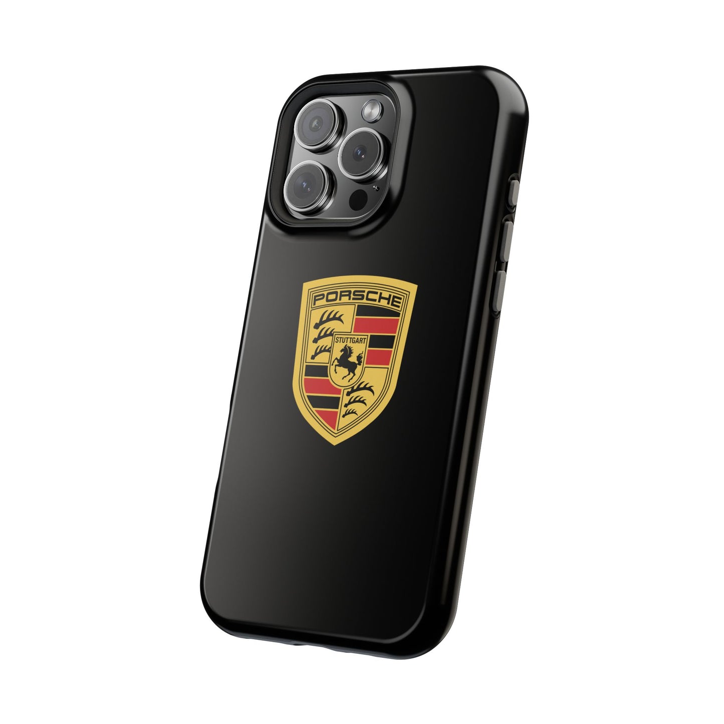 Porsche Crest iPhone MagSafe Elegance Case - iPhone 13 through 16 Pro Max - Black Gloss or Matte