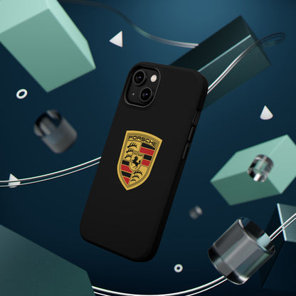 Porsche Crest iPhone MagSafe Elegance Case - iPhone 13 through 16 Pro Max - Black Gloss or Matte