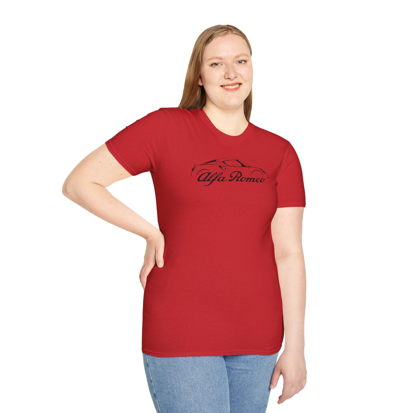 Alfa Romeo 4C Silhouette T-Shirt - Unisex Softstyle by Gildan - 100% Cotton Comfort - Casual & Stylish - Perfect for 4C Owners