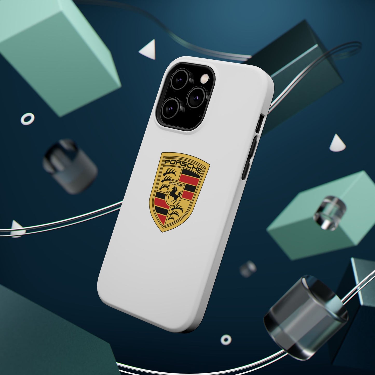 iPhone MagSafe Tough Case - Porsche Crest - White Gloss/Matte - iPhone 14-16 Pro Max