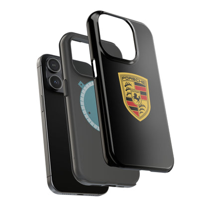 Porsche Crest iPhone MagSafe Elegance Case - iPhone 13 through 16 Pro Max - Black Gloss or Matte