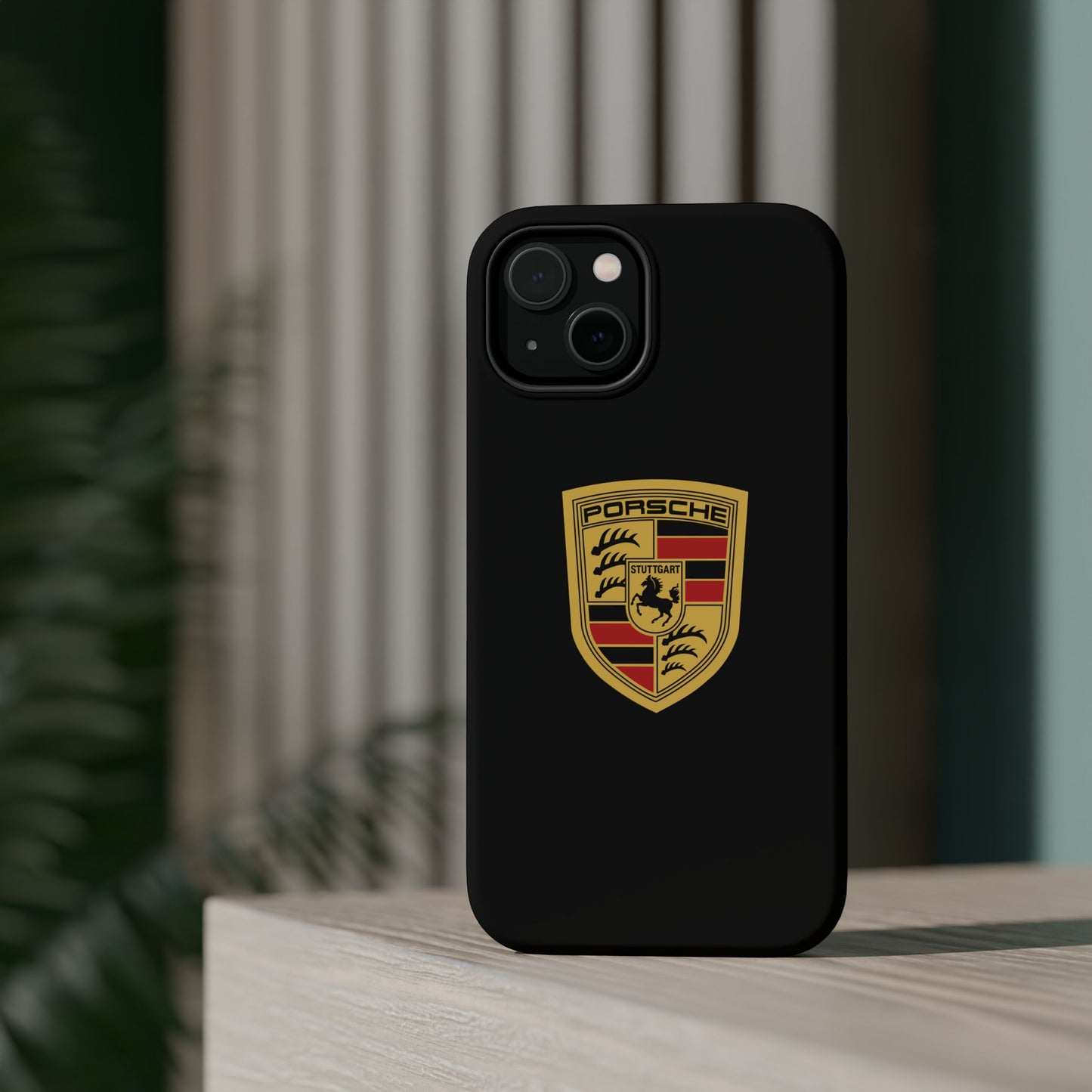 Porsche Crest iPhone MagSafe Elegance Case - iPhone 13 through 16 Pro Max - Black Gloss or Matte