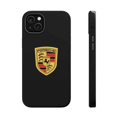 Porsche Crest iPhone MagSafe Elegance Case - iPhone 13 through 16 Pro Max - Black Gloss or Matte