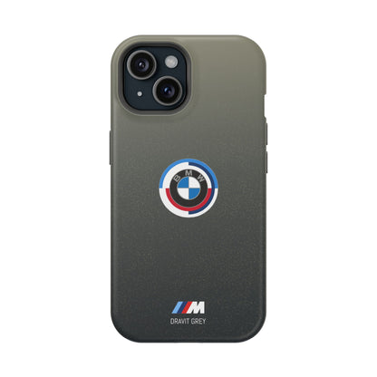 BMW G8X Dravit Grey With Gold Flecks iPhone MagSafe Tough Case - 50 Jahre Logo and M Piping