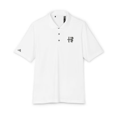 adidas Unisex Performance Polo with Alfa Romeo Biscione Snake & Cross Embroidery – Sporty & Stylish - White & Gray