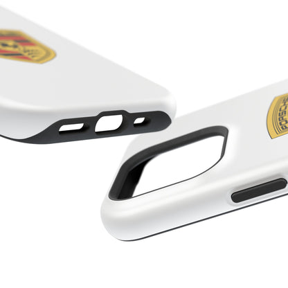 iPhone MagSafe Tough Case - Porsche Crest - White Gloss/Matte - iPhone 14-16 Pro Max