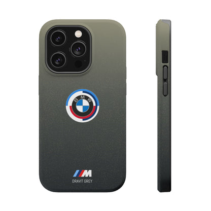 BMW G8X Dravit Grey With Gold Flecks iPhone MagSafe Tough Case - 50 Jahre Logo and M Piping